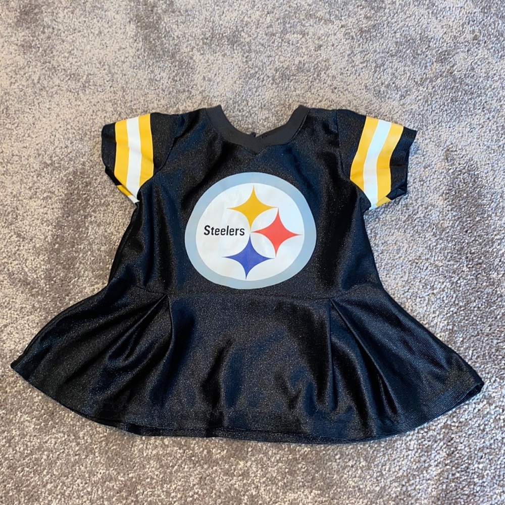NFL Pittsburgh Steelers Baby Jersey Dress Black Yellow Short Sleeve SIZE 3-6M